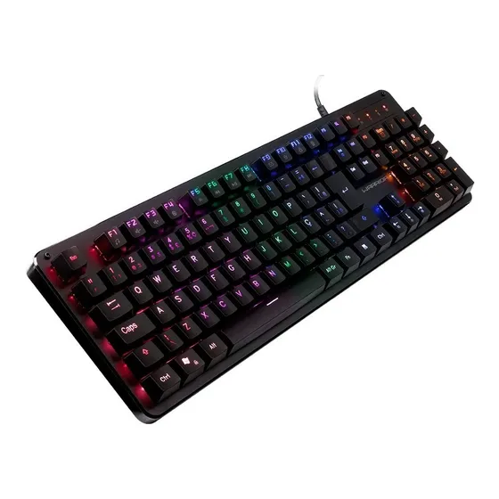 Teclado Gamer Warrior Dunky TC248 Mecânico Rainbow Switch Blue Preto ABNT2