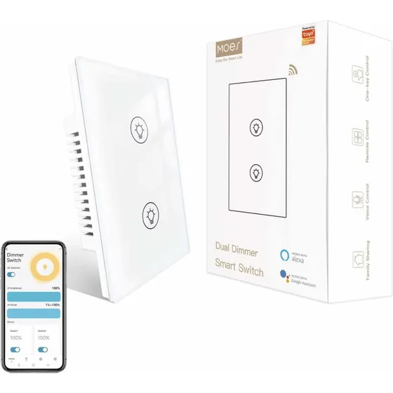 Apagador Inteligente Dimmer Zigbee 2 Botones Alexa Y Google