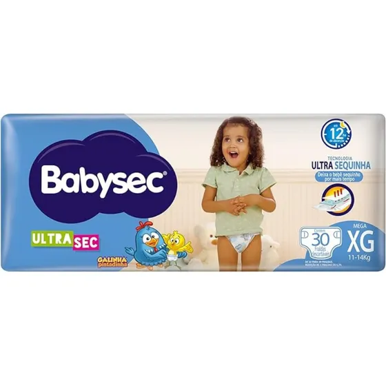 Fralda Galinha Pintadinha Ultrasec Xg 30 Unidades Babysec 