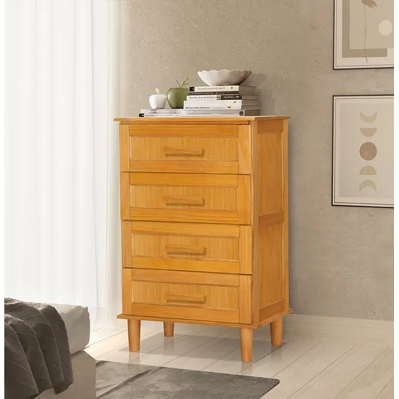 Cômoda Chicago 100 Para Quarto 4 Gavetas Em Madeira Maciça