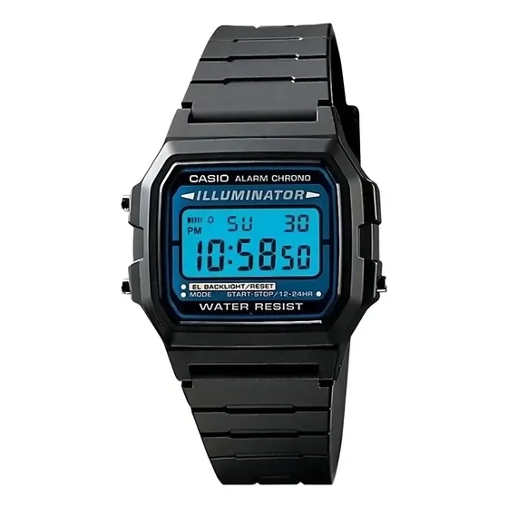 Reloj De Pulsera Casio Classic F-105 De Cuerpo Color Negro Fondo Gris