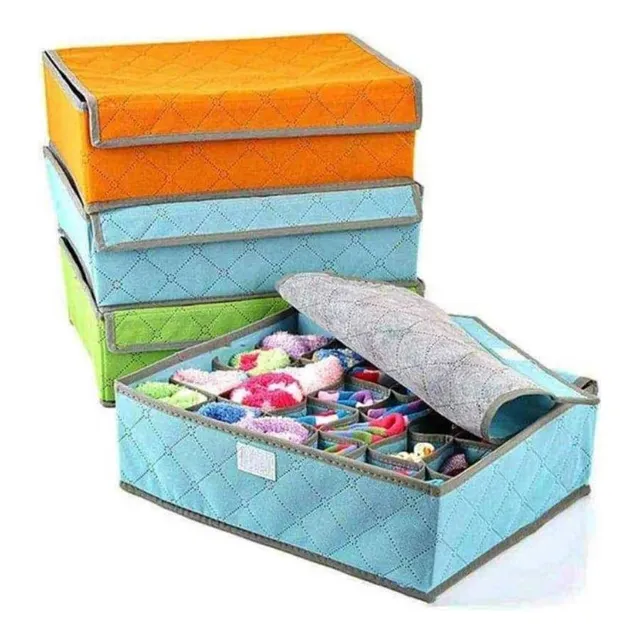 Pack 2 Caja Organizadora Para Ropa Interior Medias Con Tapa 