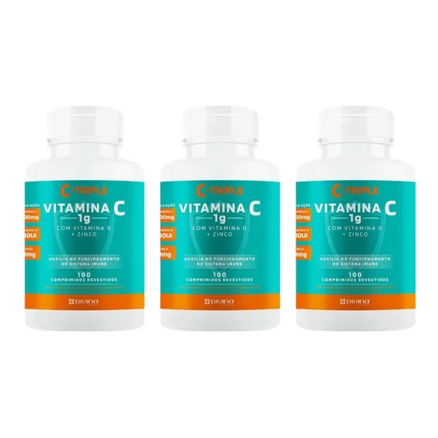 Kit C-triple Vitamina C 1g C/ 3un De 100 Comp Revestidos Cd