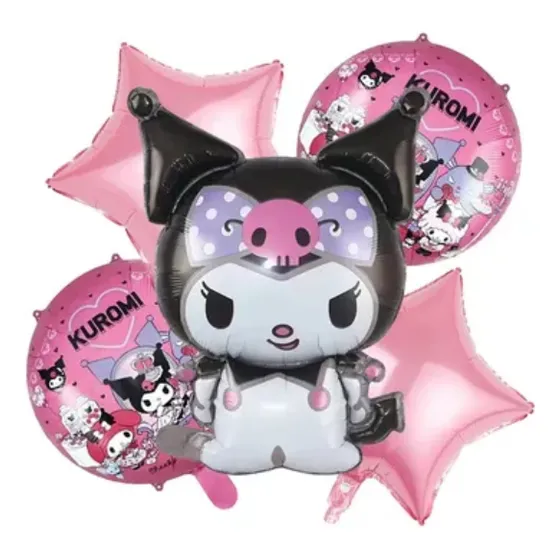Set De 5 Globos De Kuromi Metalizado