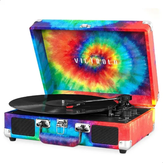 Tornamesa Bluetooth Con Bocinas Maletin Vintage Tocadiscos