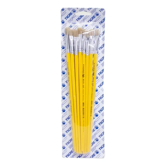 Kit Pincel Chato Ref. 815 Pintura Artesanato Tigre Nº10 C/12