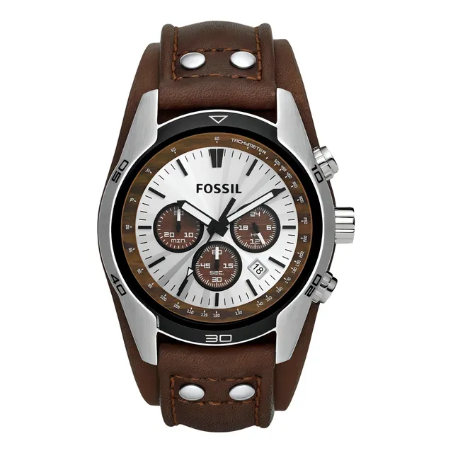 New Reloj Pulsera Fossil Coachman Con Correa De Cuero Color