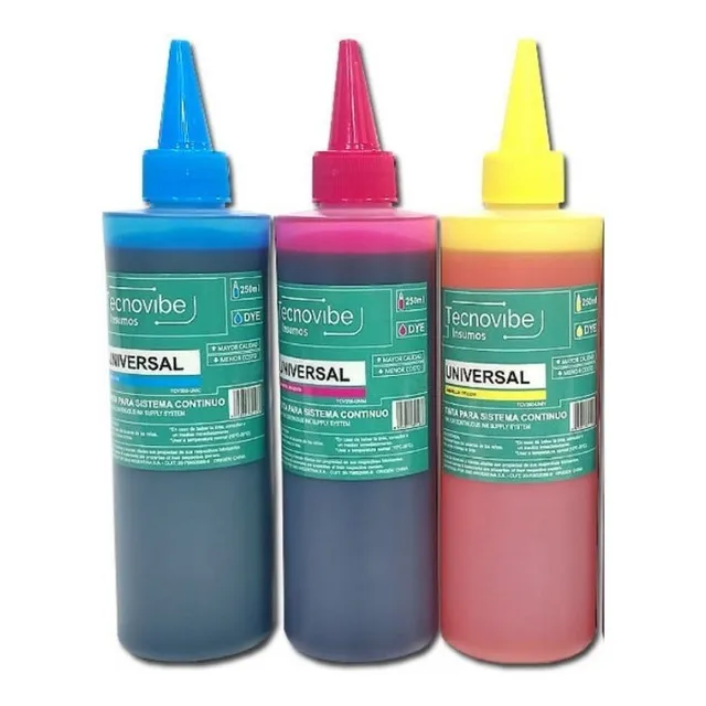 Pack Tinta Para Sistema Continuo 250ml Universal X 3 Colores