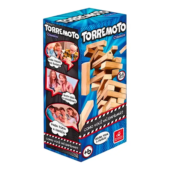 Jogo de Equilíbrio Torremoto 54 Peças Madeira Brincadeira de Criança