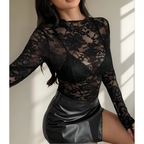 Blusa Encaje Moda Elegante Bonita Sexy Casuales Dama Vintage