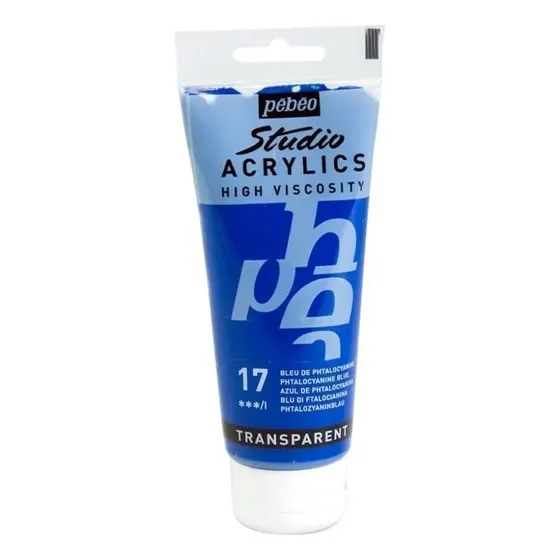Pintura Acrílica Profesional Pébéo Studio para Artistas, Tubo de 100ml Azul Phtalocyanina
