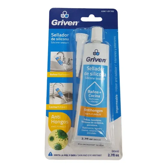 Silicon Transparente Antihongo 80ml Marca Griven X 2unidades