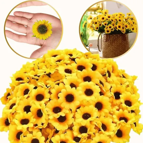 Flor Mini Girassol Artificial Flores 100 Unidades Trepadeira