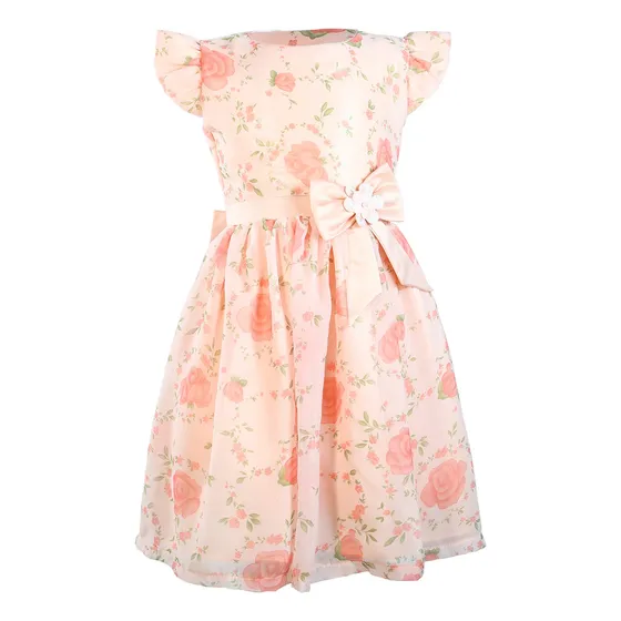 Vestido Gasa Floreado Para Niñas