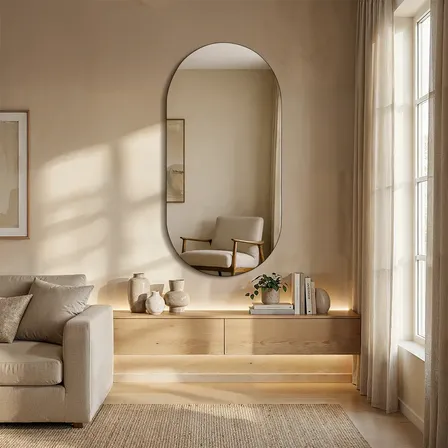 Espelho Vildrex Veneza 100x50cm Lapidado Design Moderno Luxo Suporte