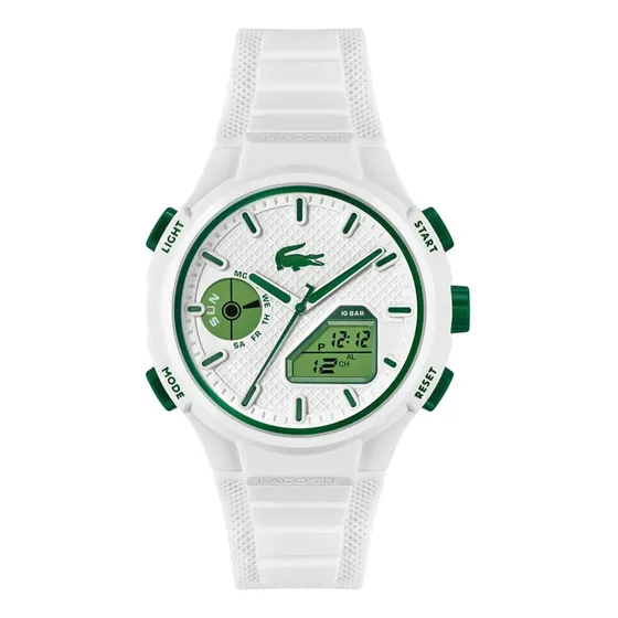 Reloj Lacoste Hombre Lc33 Multifuncion 2011364 Malla Blanco Bisel Blanco Fondo Blanco