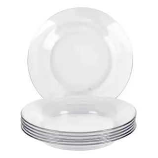 Kit Jogo De Pratos Liso Fundo 6 Unidades Restaurante Buffet