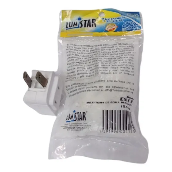 Multi Toma Lumistar De Goma Benjamín 15(amp)  En11