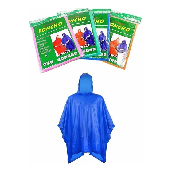 X5 Poncho Impermeable Talla Unica Adulto Capucha Calidad A1