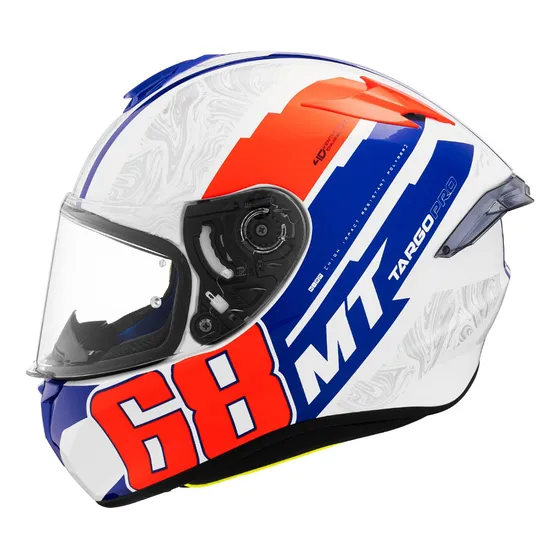 Casco Moto Mt Targo Pro Welcome A5 Rojo Brillo Visor Simple