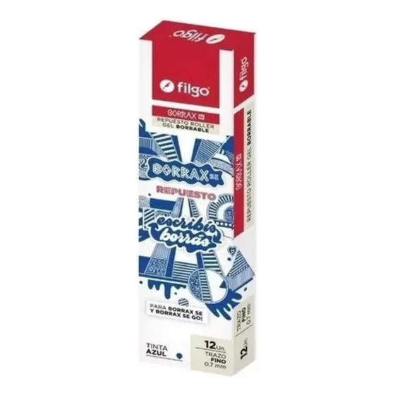Repuesto Tanque Filgo P/ Lapicera Borrable Borrax Se X12 Un Color de la tinta Azul Color del exterior Azul y Blanco