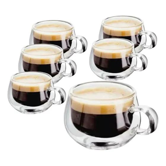 Jogo Com 6 Xícara Copo Vidro Duplo 200ml Café Nespresso Chá