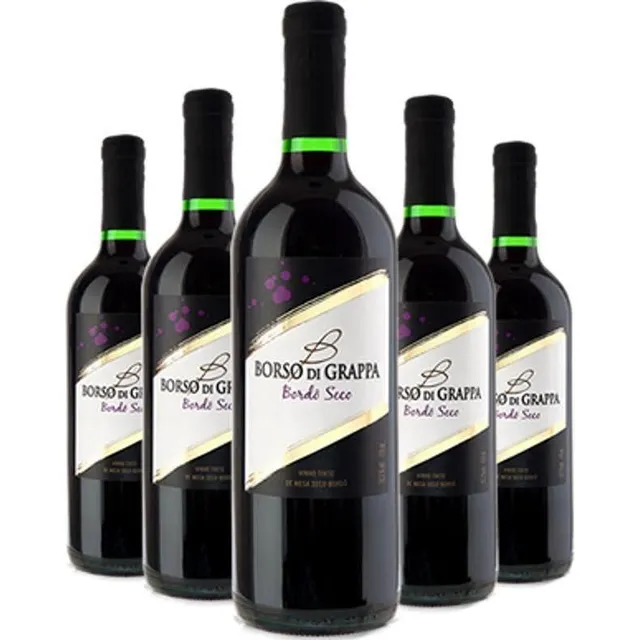 Vinho Tinto Bordô Seco Borso Di Grappa 720 Ml Kit 3 Garrafas