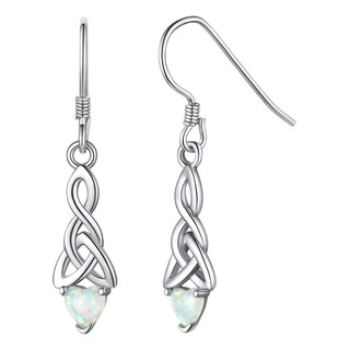 Pendientes Mujer Opal Heart Birthstone Celtic Knot Colgante Pendientes Mujer Opal Heart Birthstone Celtic Knot Colgante