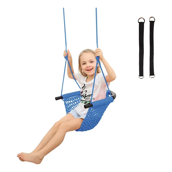 Asiento De Columpio Tejido Para Niños Con Cuerdas Ajustables