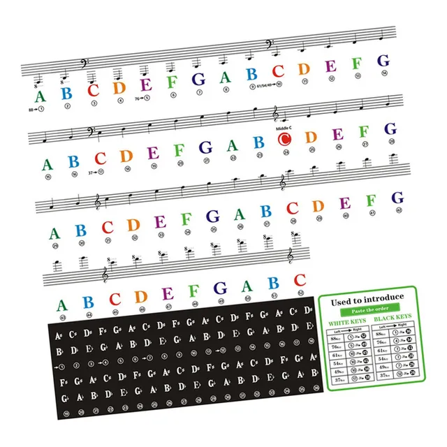 Car Pegatinas De Piano For 88 /61/ 54/ 49/37 Key. Etiquetas
