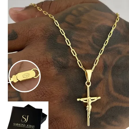 Cordão Com Pingente Cruz Idêntico A Ouro 24k De Moeda Antiga