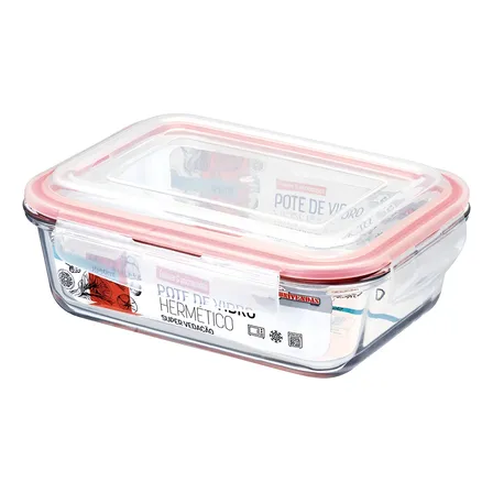 Pote Hermético Vidro Borosilicato 1040ml Tampa Silicone Wincy Branco