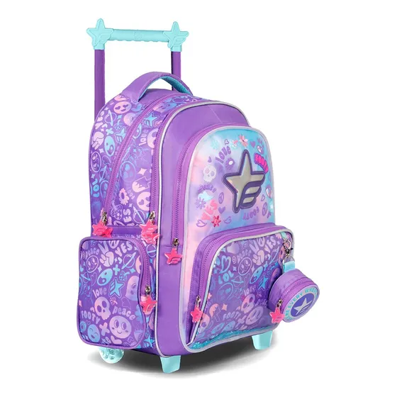 Mochila Footy F6171 C/ruedas Violeta Niña