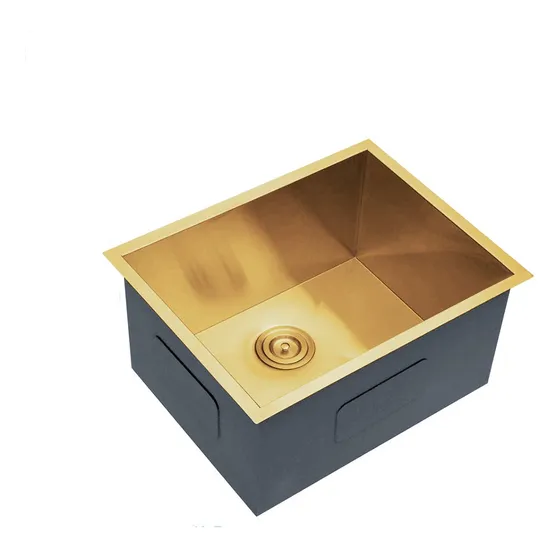 Fregadero Una Tina Acero Inoxidable Dorado Bajo Tope Bari