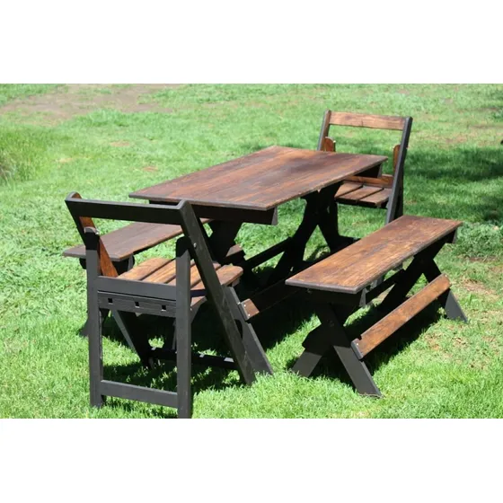 Mesa Con Bancas Y Sillas Plegables La Mejor Calidad Uso Rudo