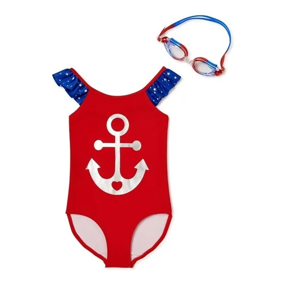 Traje De Baño Niñas Talla 5 Con Lentes De Natacion Incluido