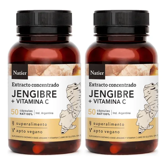 Natier Kit X2 Suplemento Jengibre Vitamina C Vegano 50c 3c