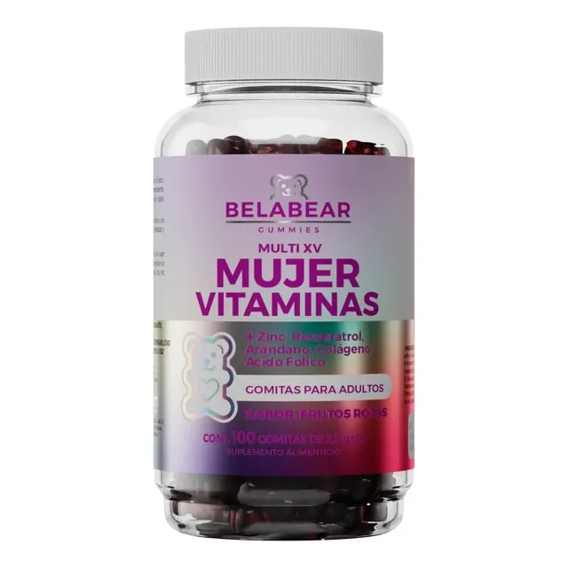 Gomitas Mujer Vitaminas 100 Gomitas Belabear Sabor Frutos Rojos