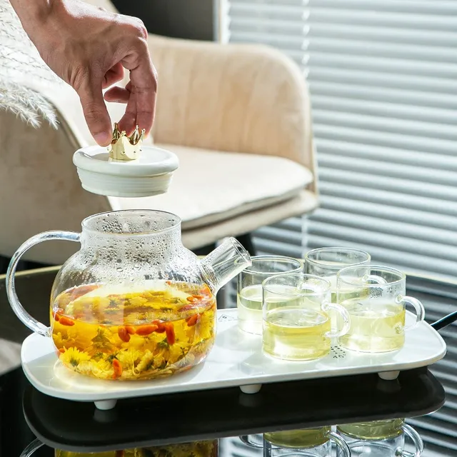 Juego De Tetera Calentadora Y Vasos