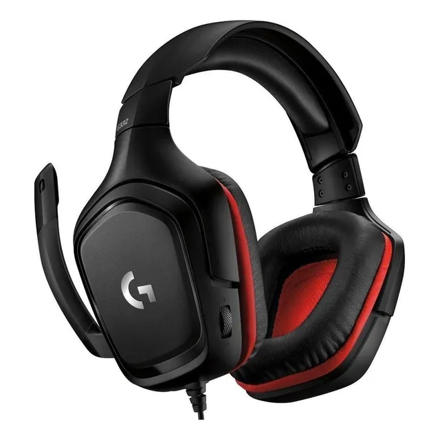Auriculares gamer Logitech G G Series G332 black con luz rojo