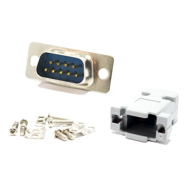 10 Conectores Db9 Macho Para Cable Con Tapa