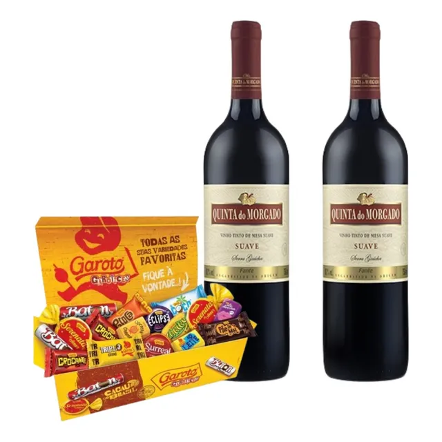 Vino Quinta Do Morgado  2 Botellas Más 1 Caja Garoto 250g