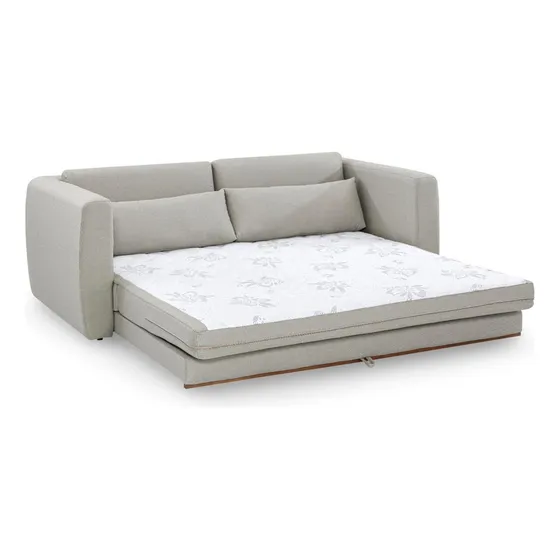Sofá-cama Aurora Premium Queen, Medida 1,88m Cor Bege Desenho Do Tecido Liso