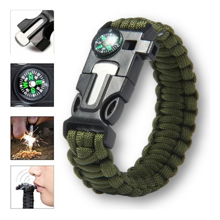 Pulseira Paracord Sobrevivência Militar Pederneira Bussola Pulseira Paracord Sobrevivência Militar Pederneira Bussola