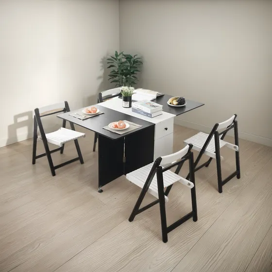 Mesa Comedor Plegable + 4 Sillas Plegables