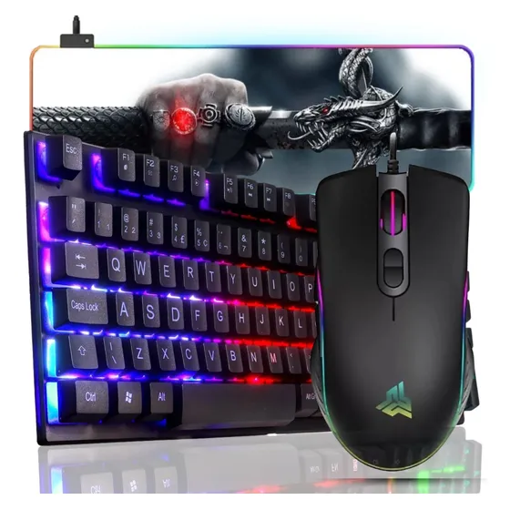 Kit Teclado Semi Mecânico Gamer Mouse Mouse Pad Led Rgb Pc