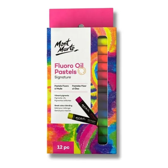 Pasteles Óleo 12 Colores Fluor Mont Marte