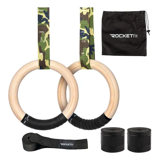 Anillos De Gimnasia Crossfit Aros Entrenamiento Madera 32mm RK-AROS32 CAMO