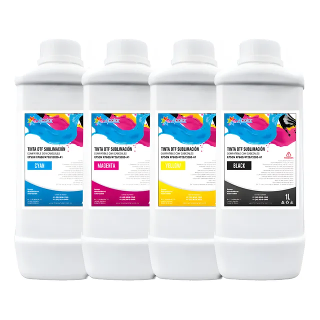 Kit Cmyk Tinta De Dtf Textil 4 Pzas (1 Litro Cada Botella)