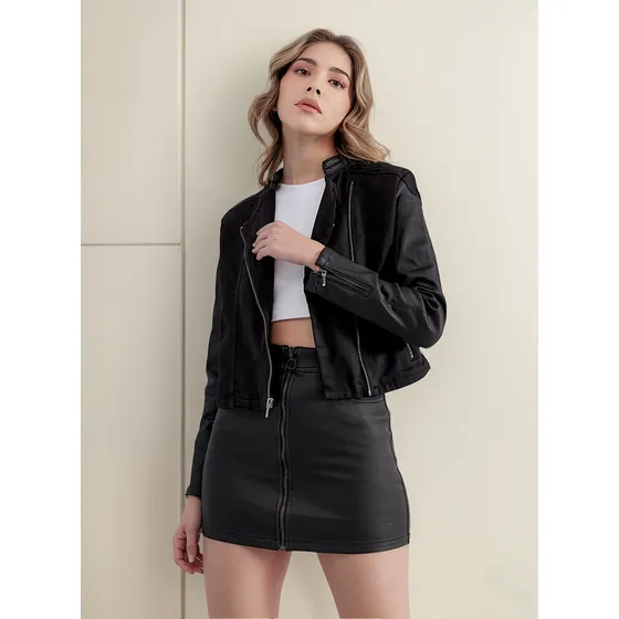 Chaqueta Para Mujer Combinada Con Cremallera Y Cortes Unser